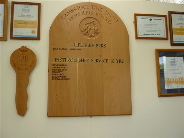 The honours board. Cambridge Tree Trust